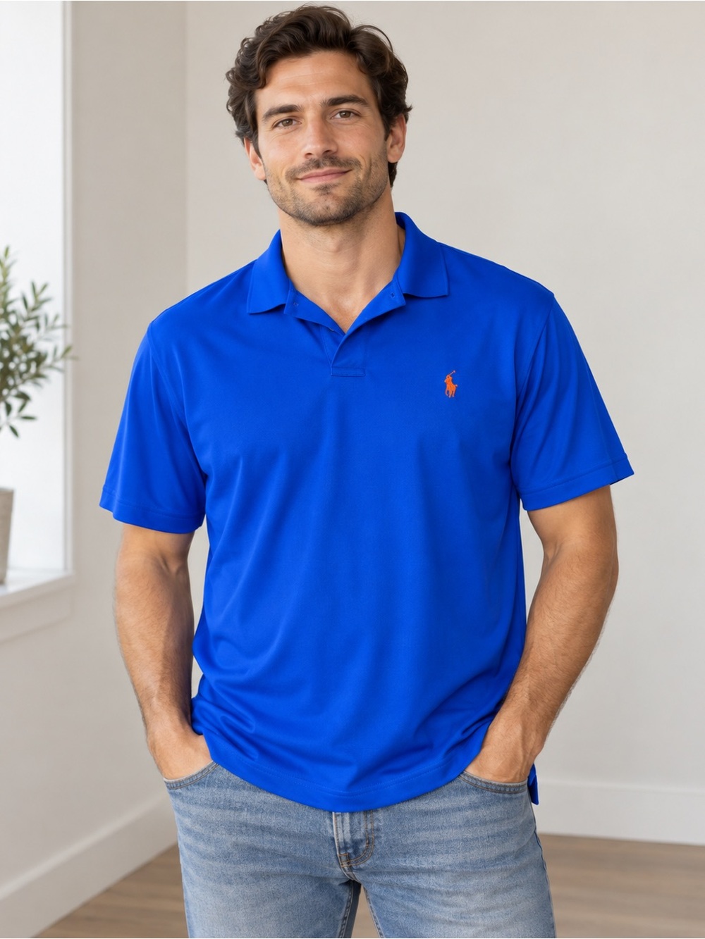 Polo Ralph Lauren Royal Blue XL Performance Polo Orange Pony